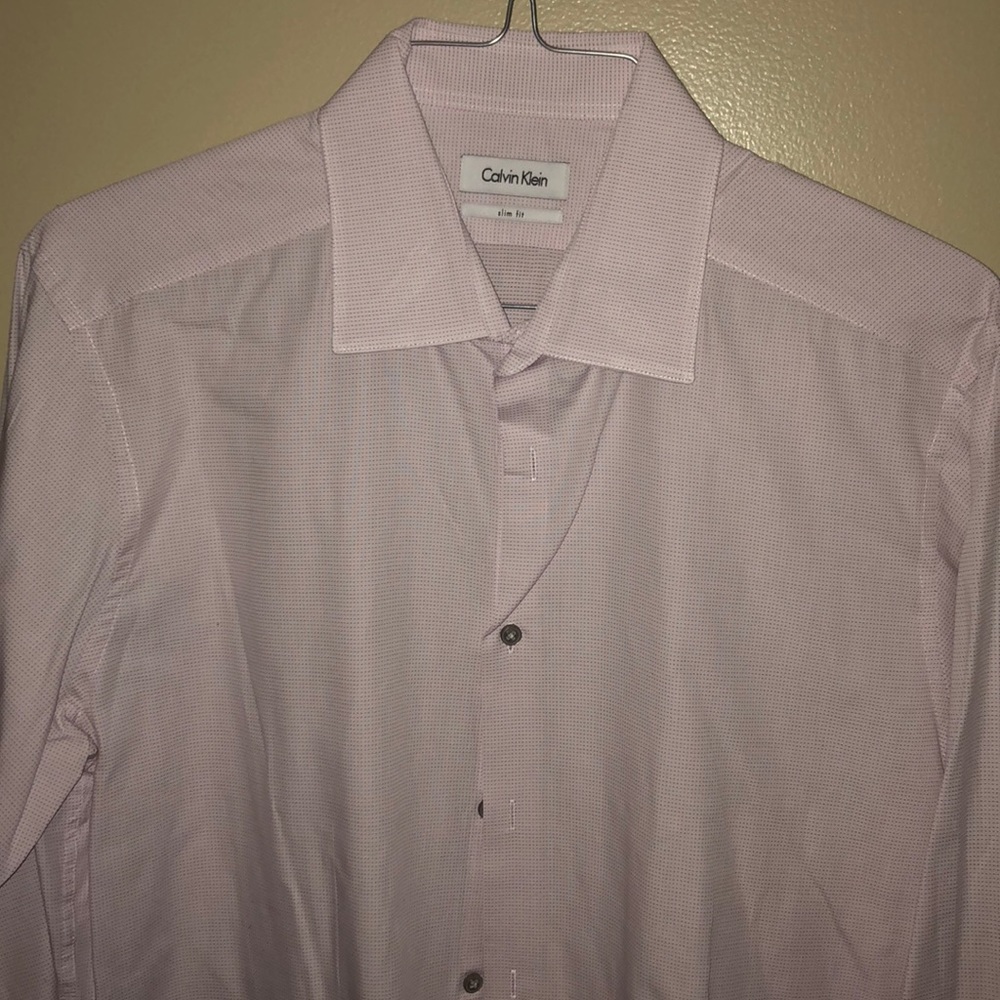 Pink/Red Calvin Klein Slim Fit Button Down Mens L